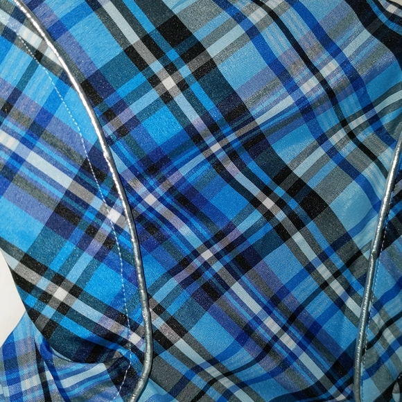 Isaac Mizrahi For Target Medium Blue Plaid Dog Coat Jacket New - Picture 3 of 7